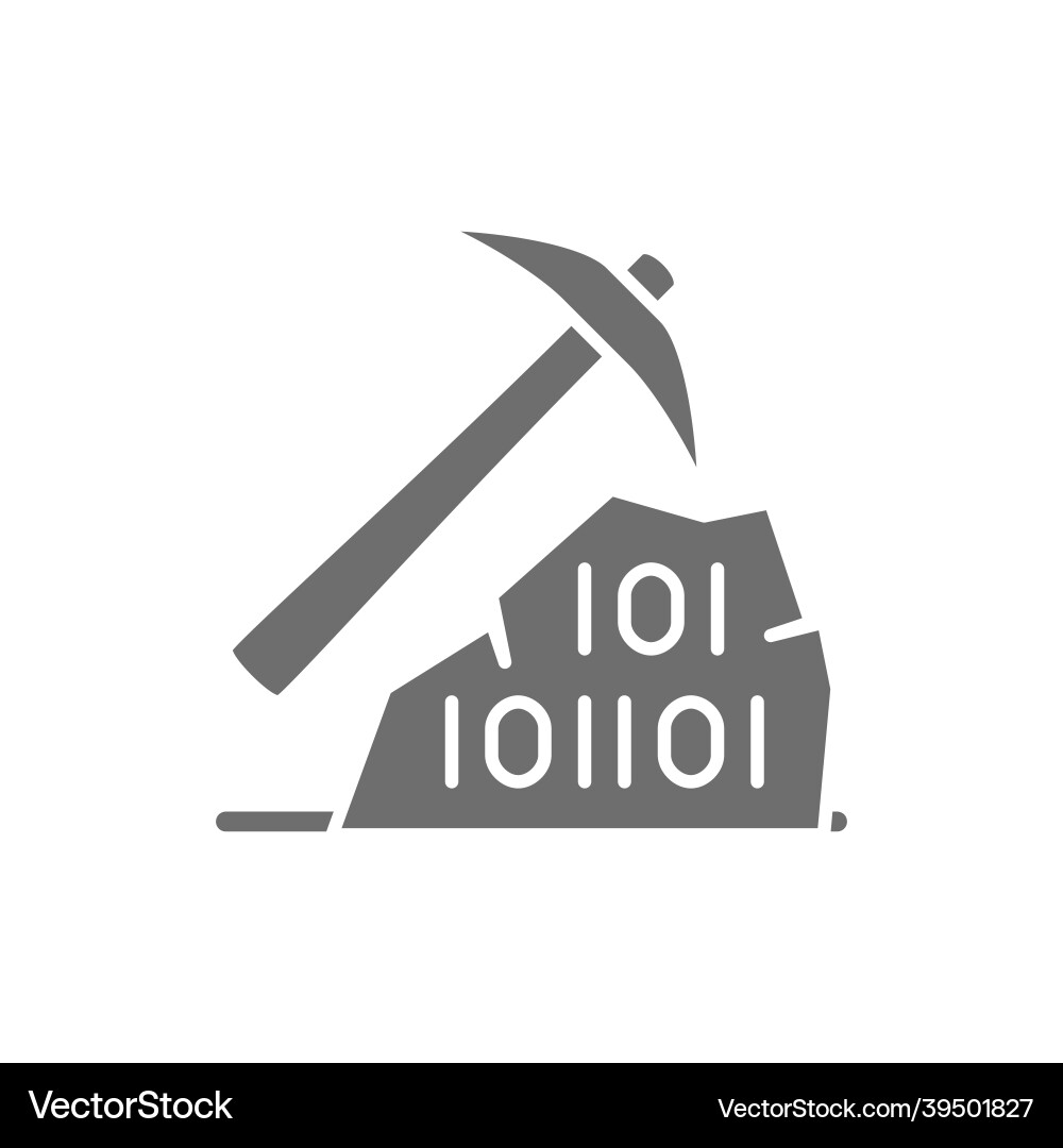 Pickaxe with binary stone code blockchain Pickaxe with binary stone code blockchain vector image