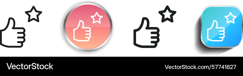 Positive icon thin linear regular and button Positive icon thin linear regular and button vector image