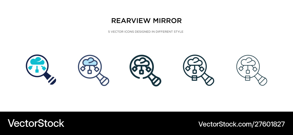 Rearview mirror icon in different style two vector image