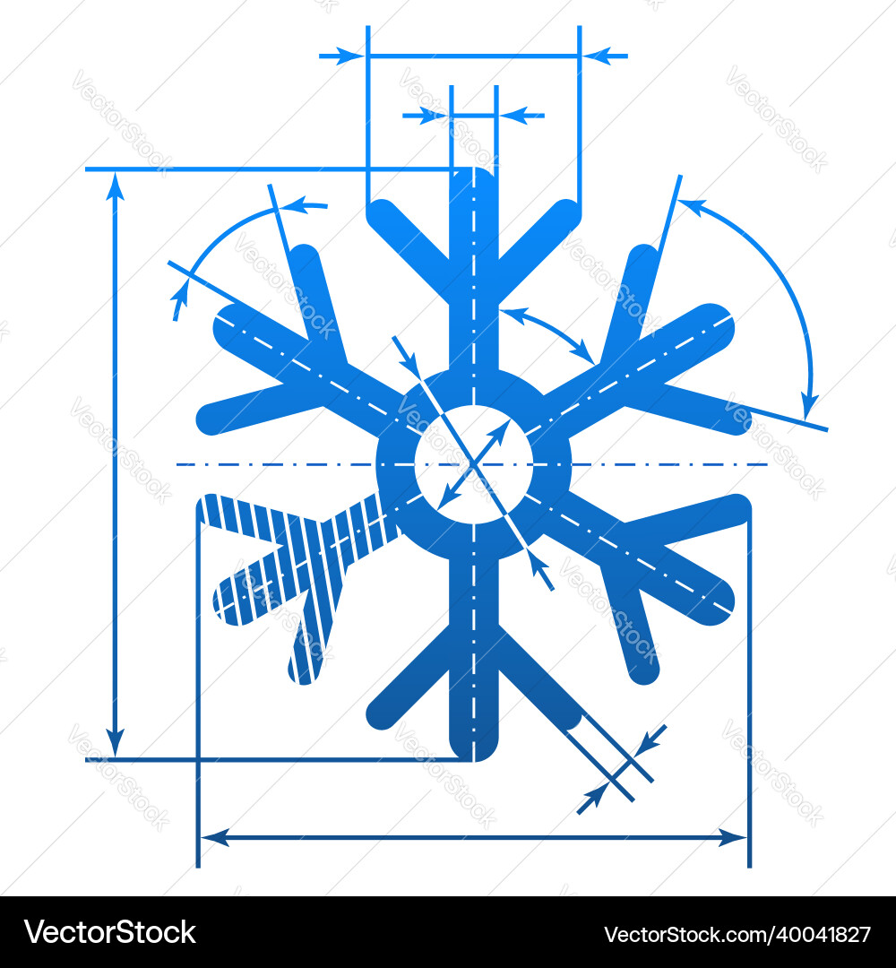 Snowflake symbol with dimension lines Snowflake symbol with dimension lines vector image