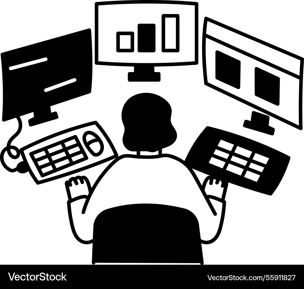 Weba character doing online a characton multiple s vector image