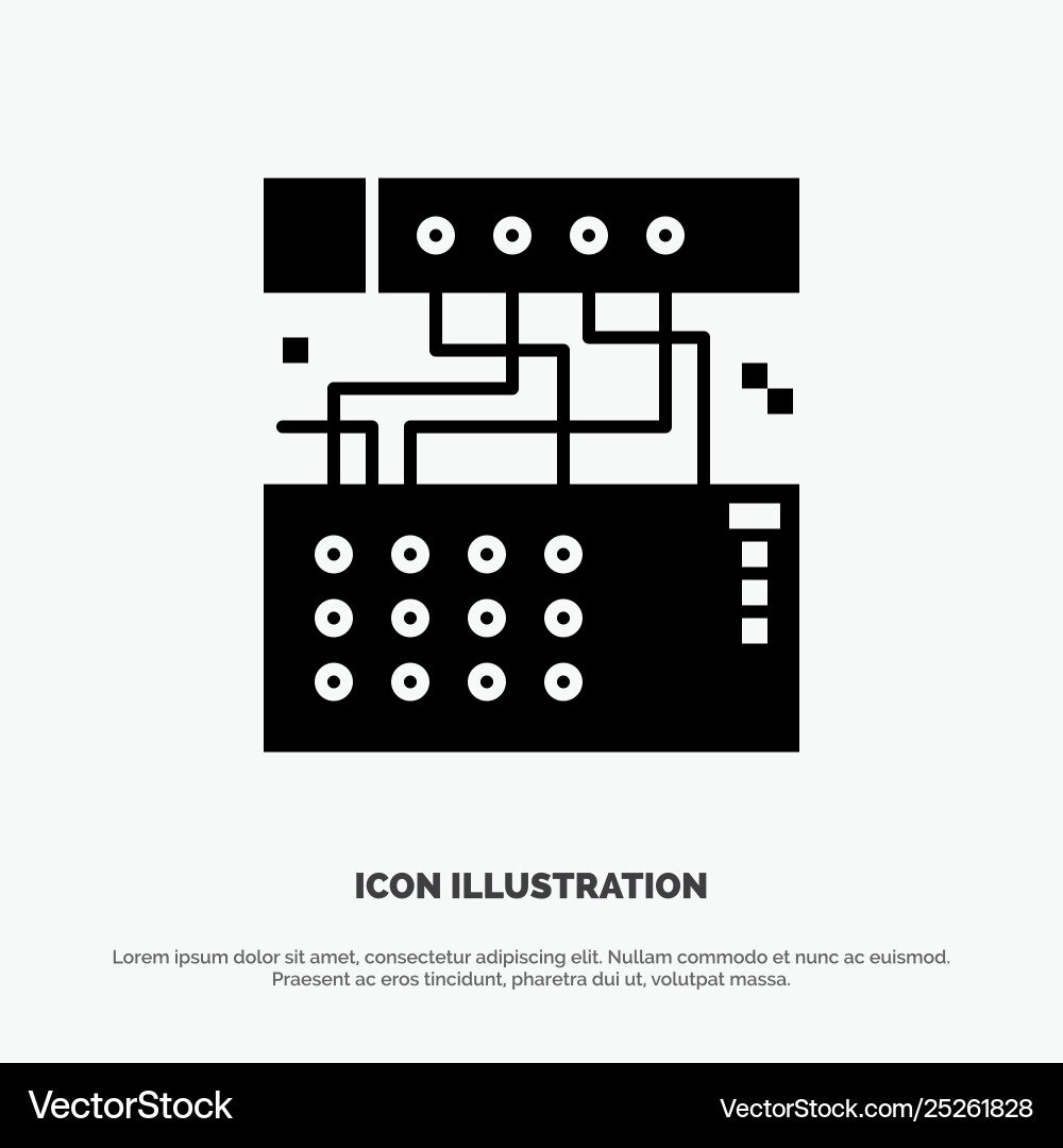 Analog connection device module sound solid glyph Analog connection device module sound solid glyph vector image