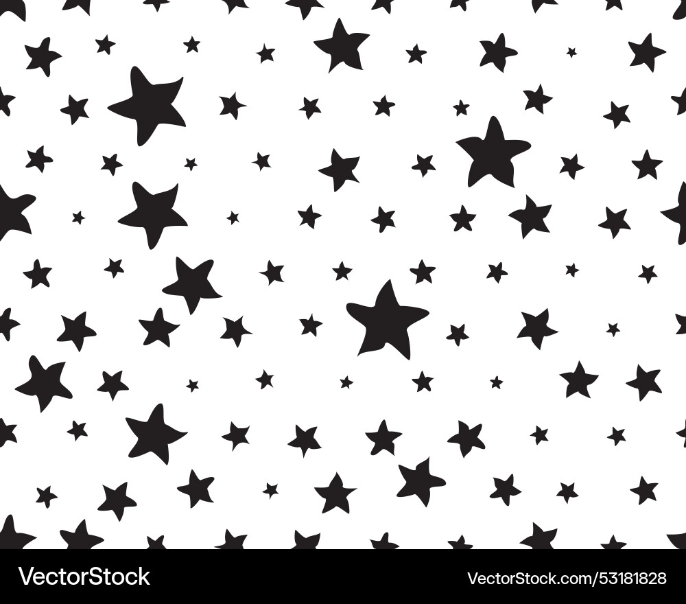 Black stars random sizes seamless pattern vector image