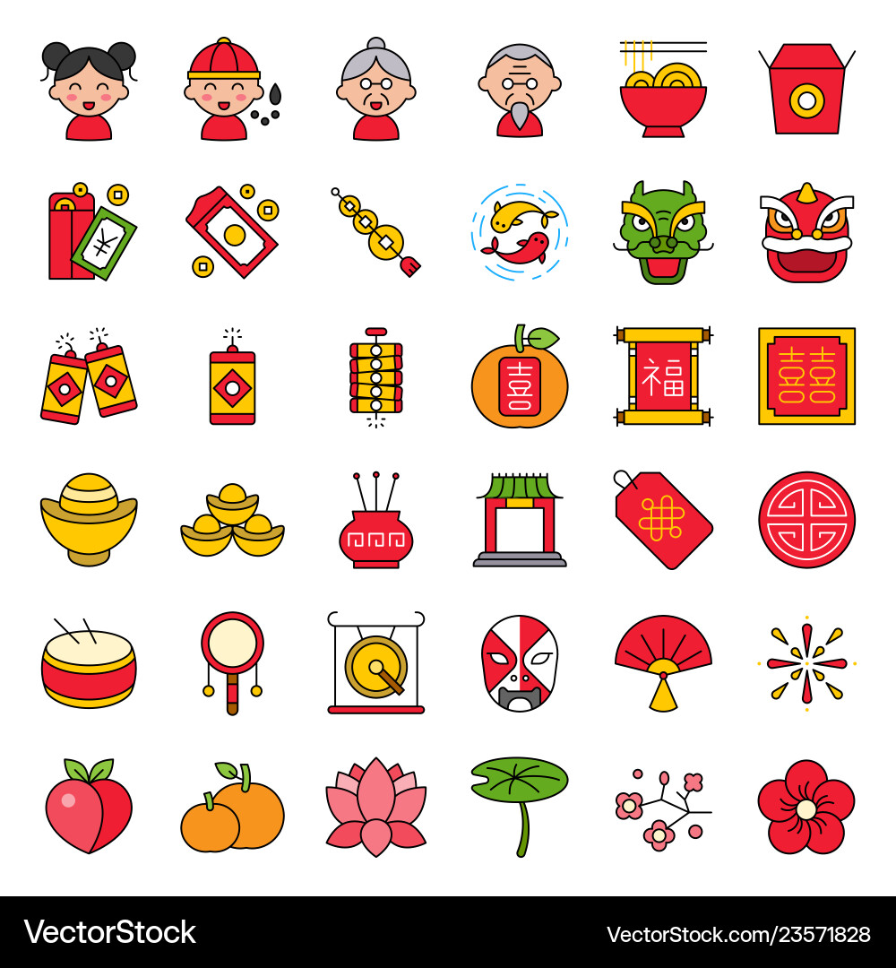 Chinese lunar new year icon with alphabet Chinese lunar new year icon with alphabet vector image