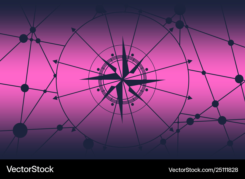 Compass symbol on geometry pattern Compass symbol on geometry pattern vector image