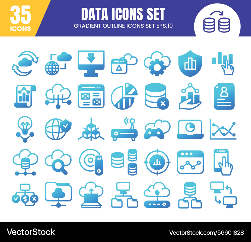 Datenbank-Gradienten-Symbole setdata-Analyse Vektorbild