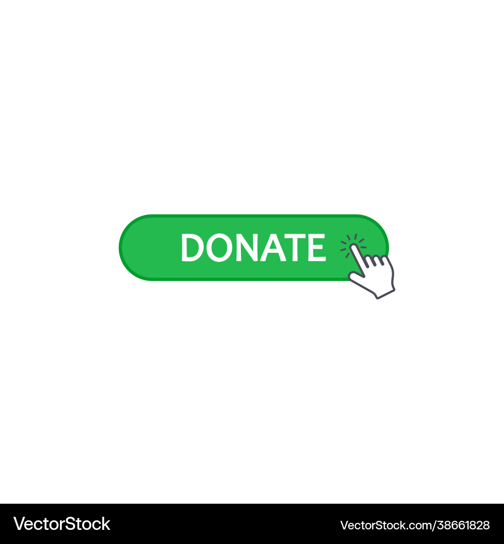 Donate button click with cursor isolated Donate button click with cursor isolated vector image