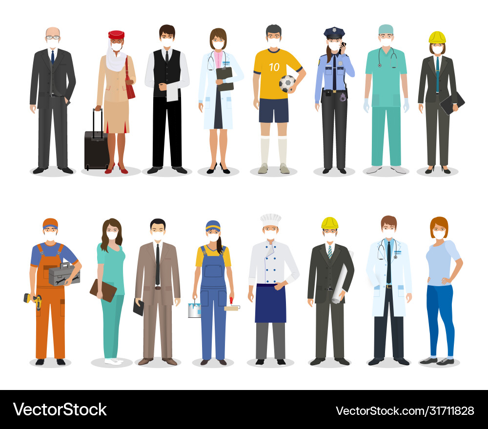 Employee and workers characters together wearing Employee and workers characters together wearing vector image