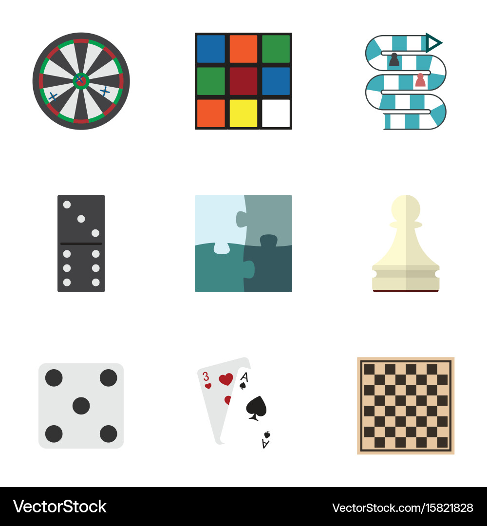 Flat icon play set of cube ace chess table Vector Image