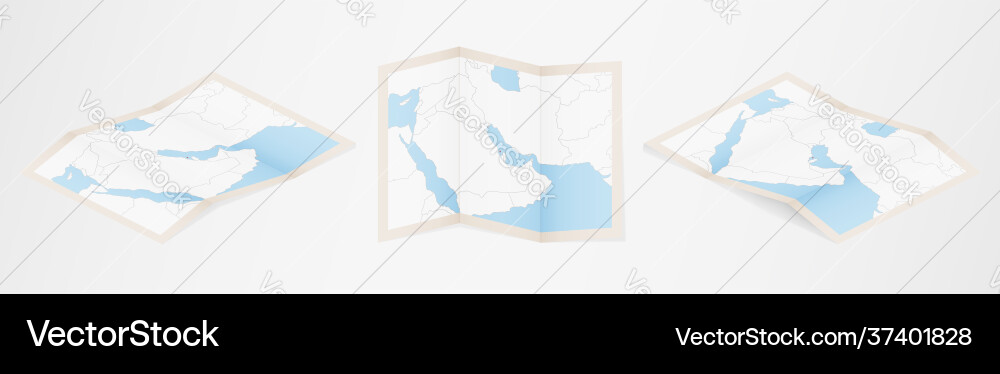 Folded map bahrain in three different versions Folded map bahrain in three different versions vector image