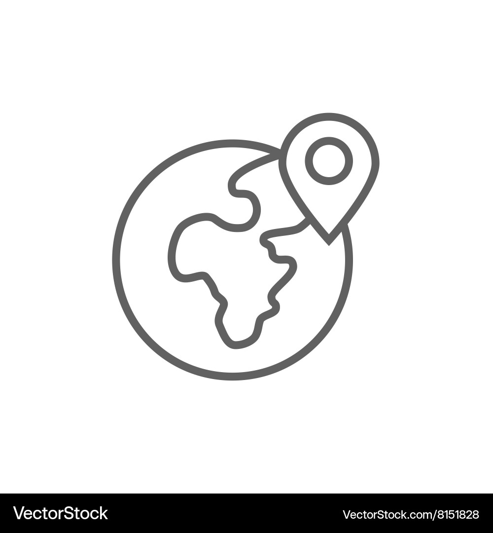 Globe with pointer line icon vector image