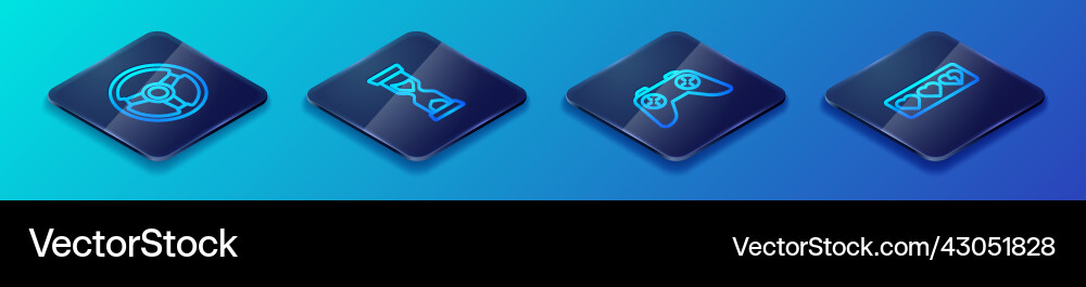 Set isometric line game controller or joystick Vector Image