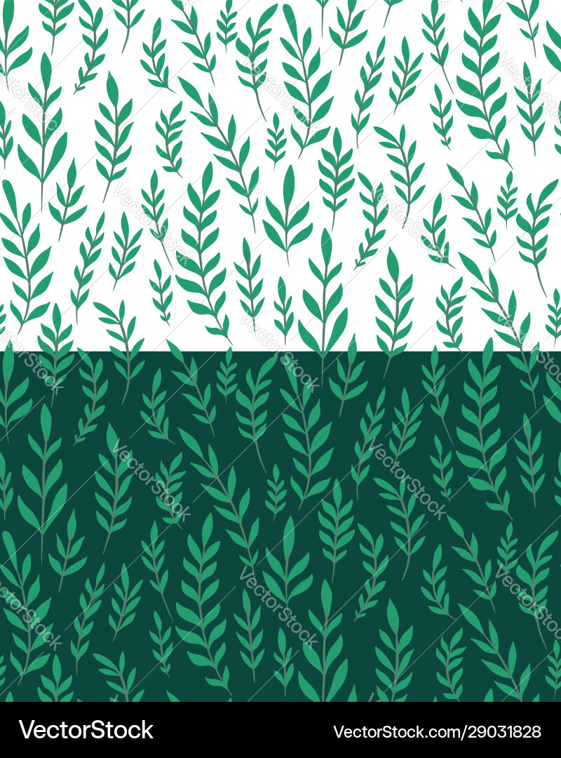 Set seamless flat patterns with branches vector image