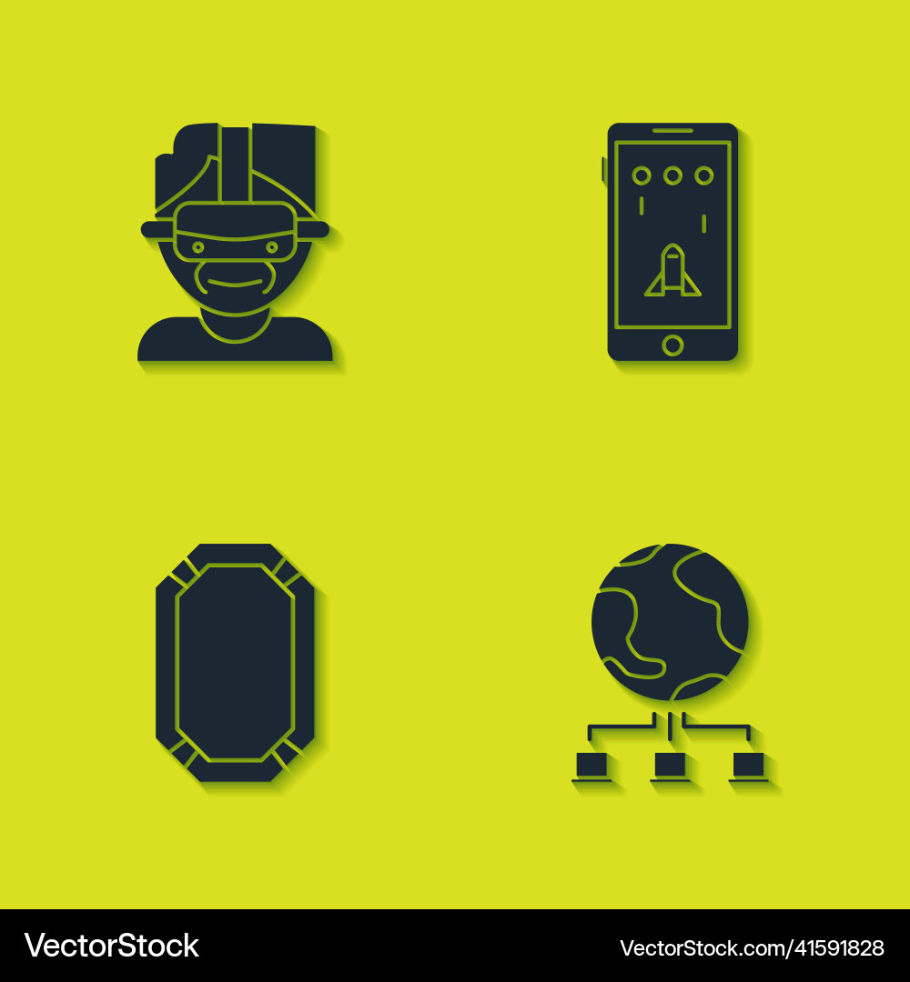 Set virtual reality glasses computer network vector image