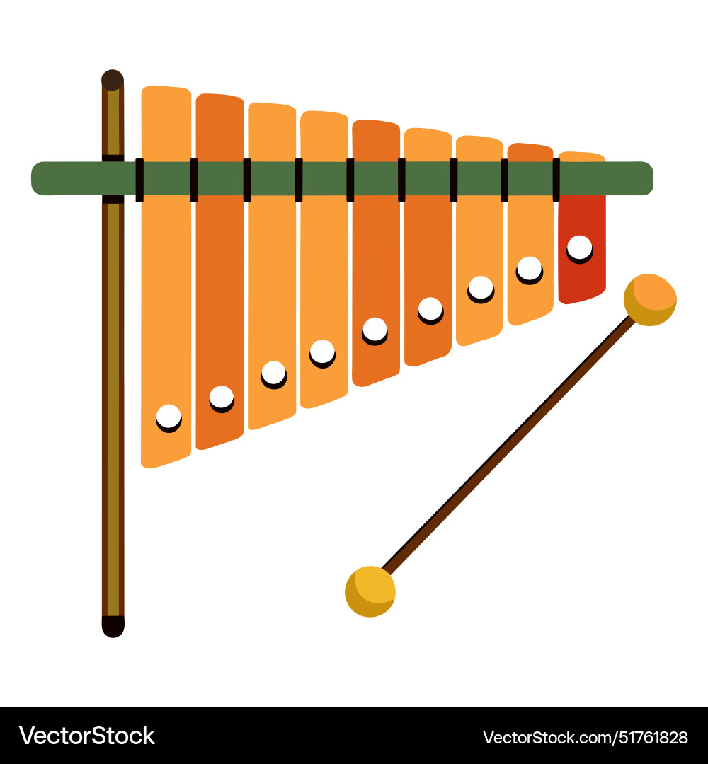 Xylophone Raster Xylophone flat on white background Royalty Free Vector Image