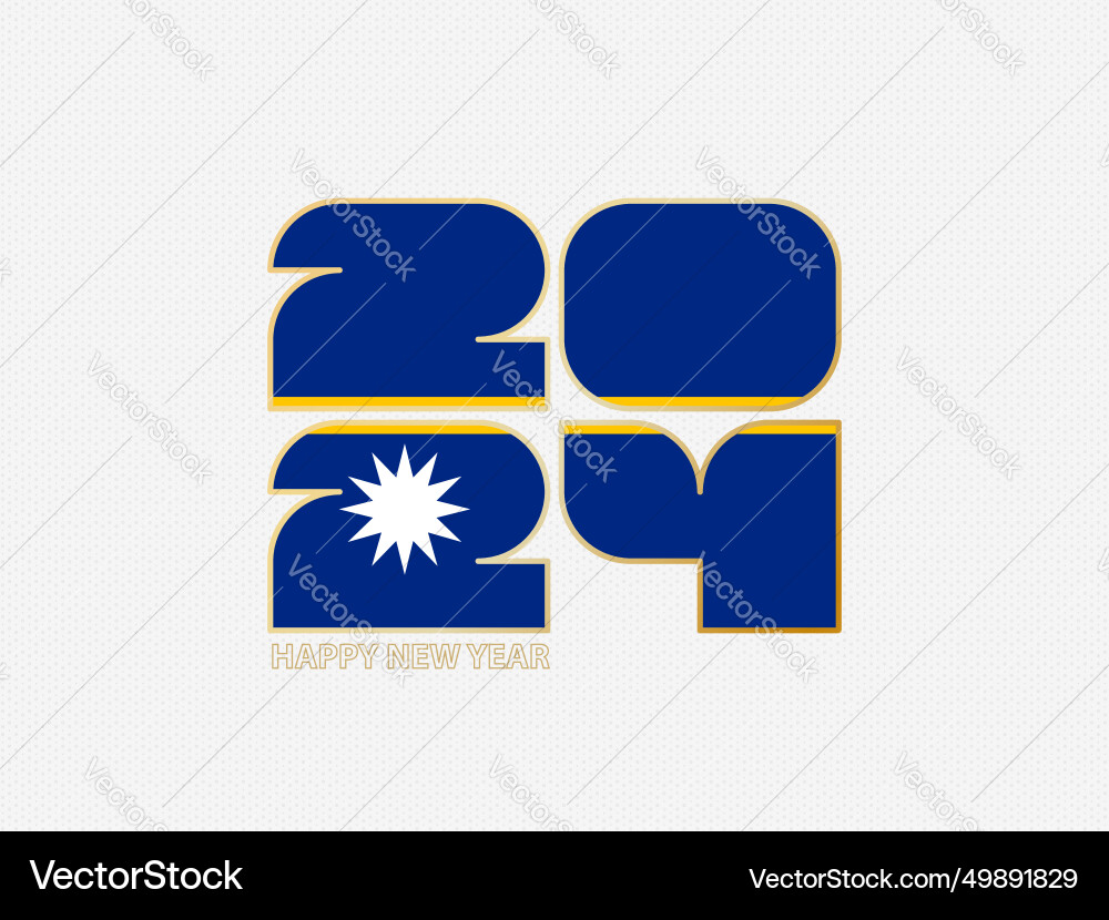 Abstract numbers 2024 with flag of nauru Vector Image