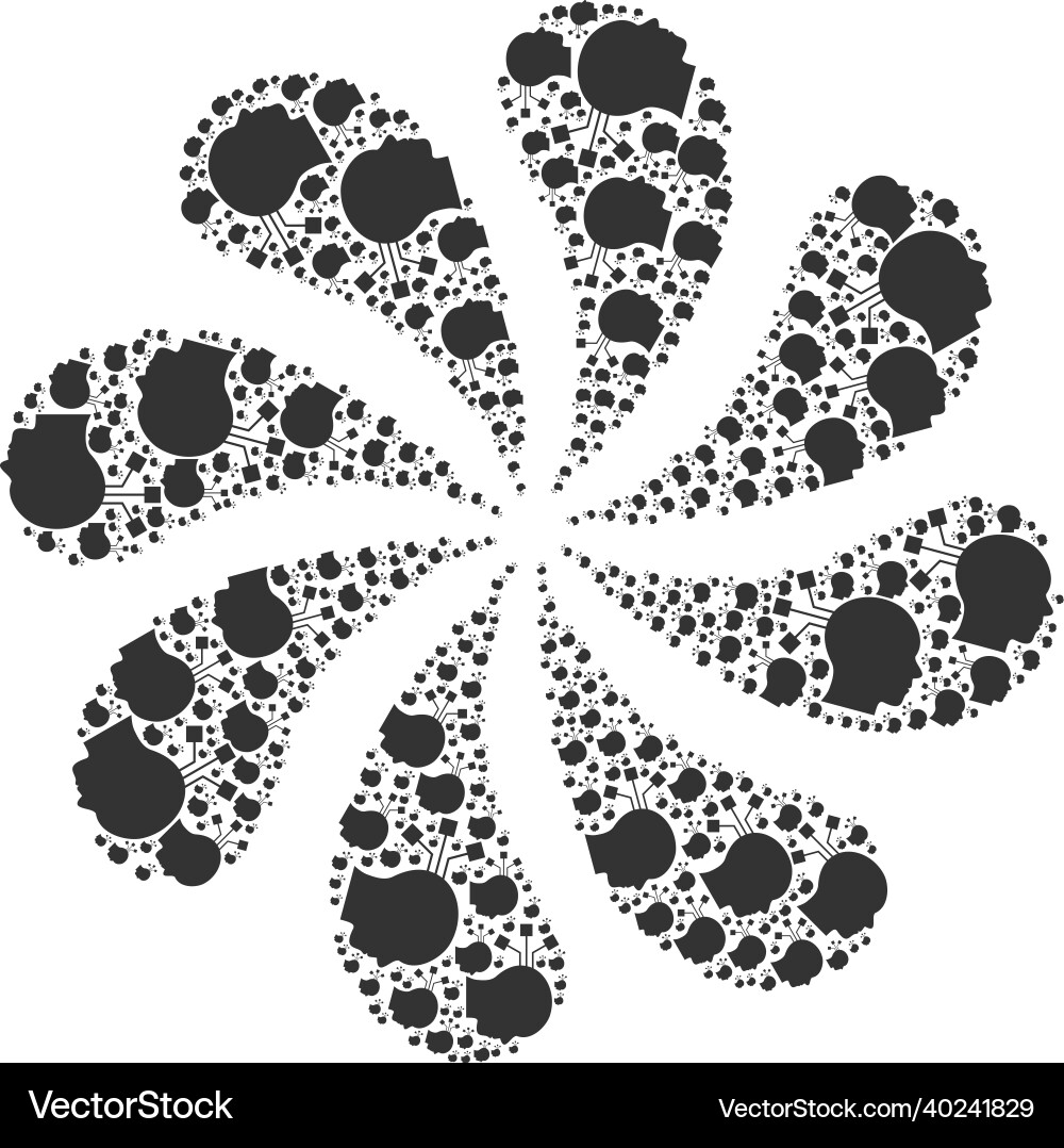 Brain connection icon curl flower cluster Brain connection icon curl flower cluster vector image