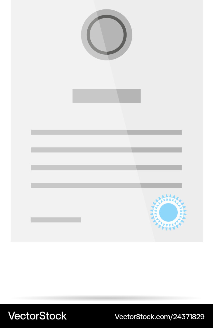 Certificate in a flat style with shadow circle Certificate in a flat style with shadow circle vector image