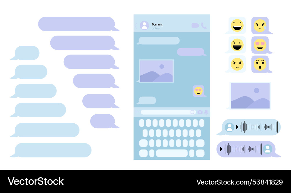 Chatting screen in mobile pack of ui and ux vector image