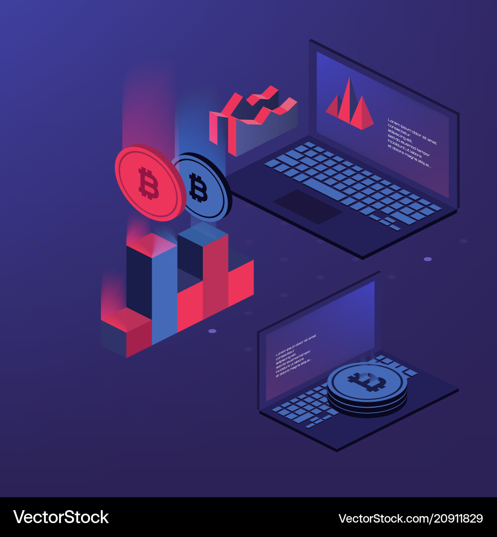 Cryptocurrency and blockchain bitcoin mining farm Vector Image