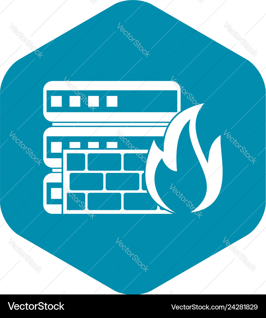 Database and firewall icon simple style Database and firewall icon simple style vector image