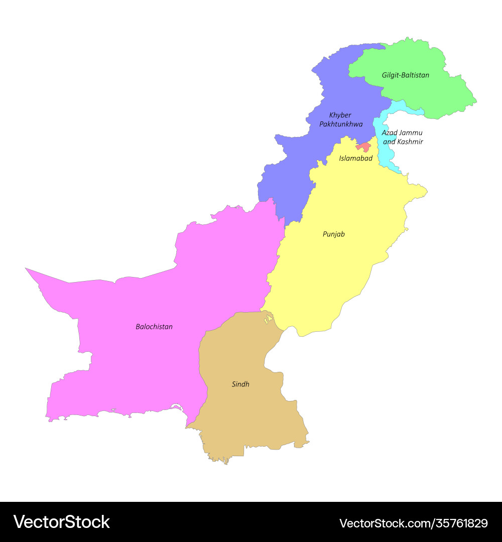 Detailed Pakistan Map with Provinces Vector Image