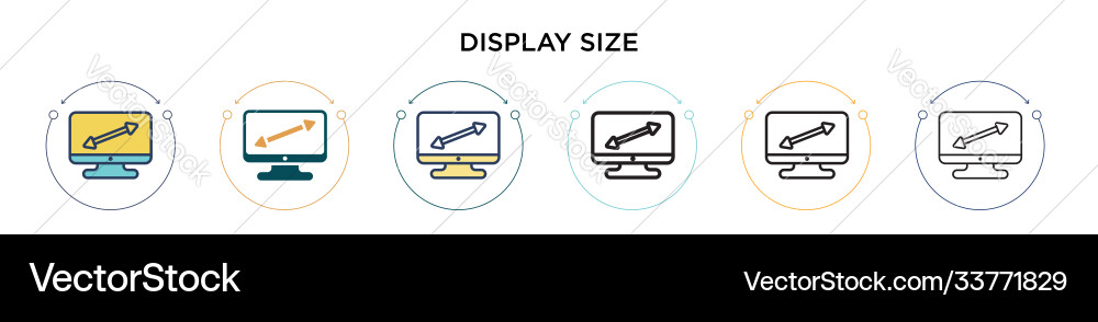 Display size icon in filled thin line outline vector image