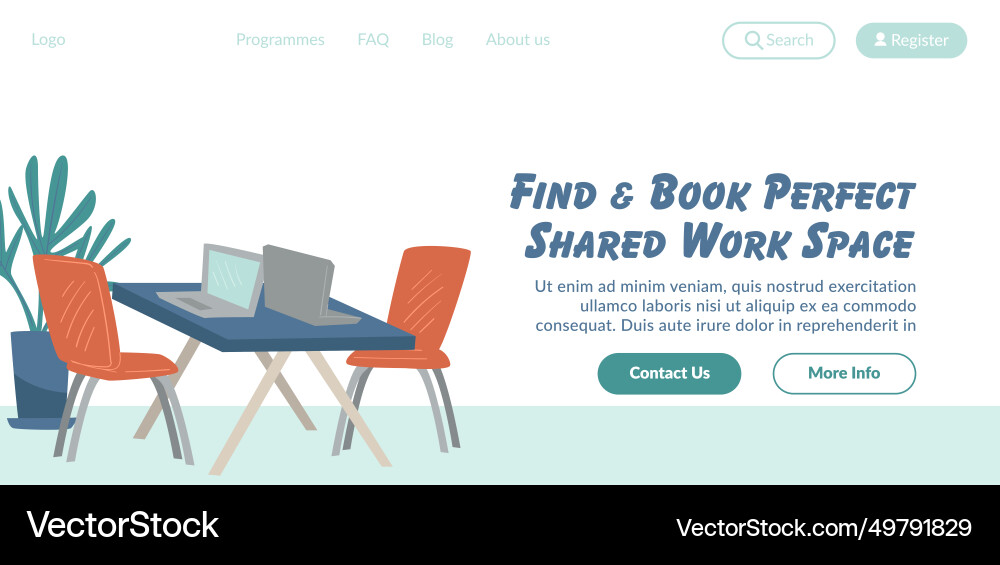 Find and book shared work space coworking web Find and book shared work space coworking web Vector Image