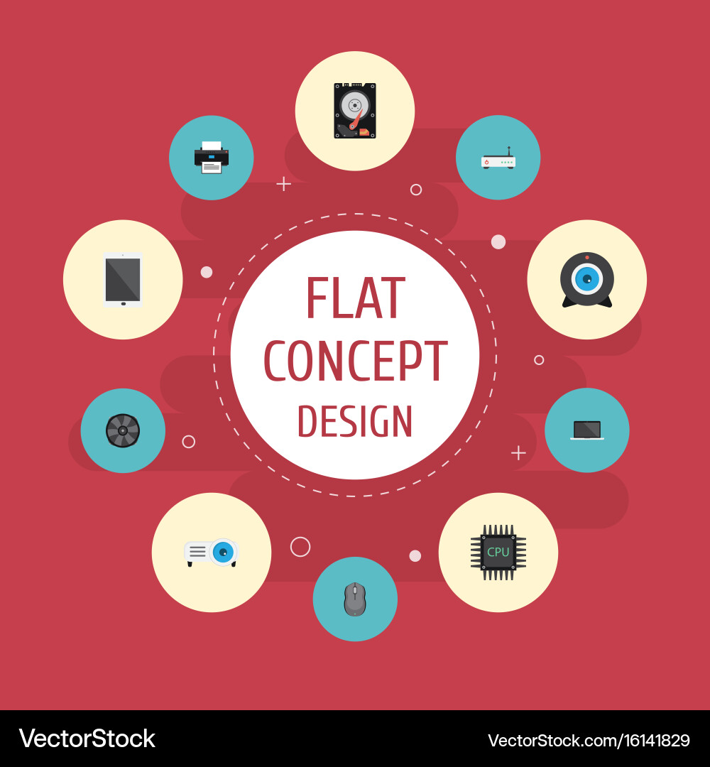 Flat icons computer mouse monitor palmtop Vector Image