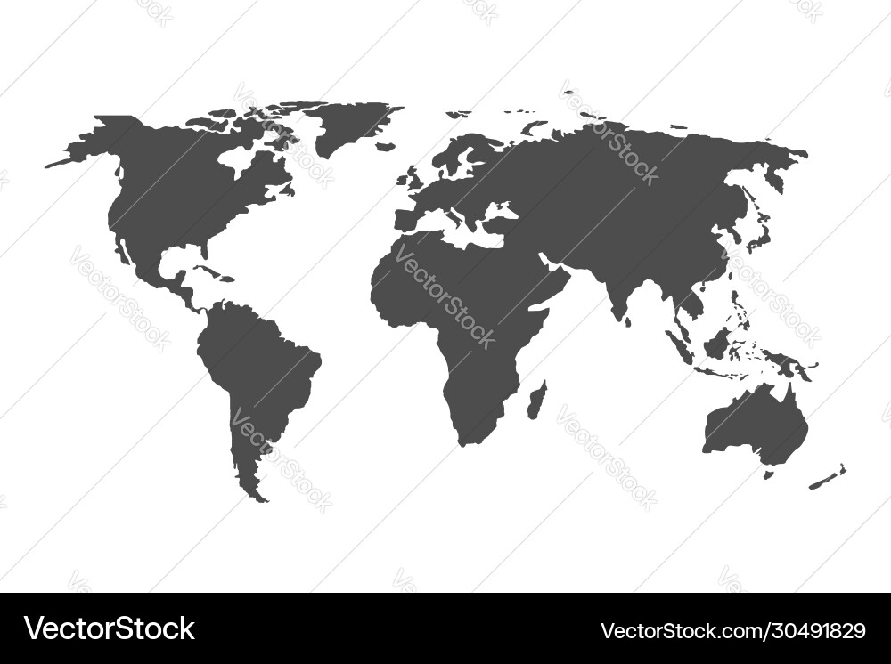 Grey World Map on White Vector Image