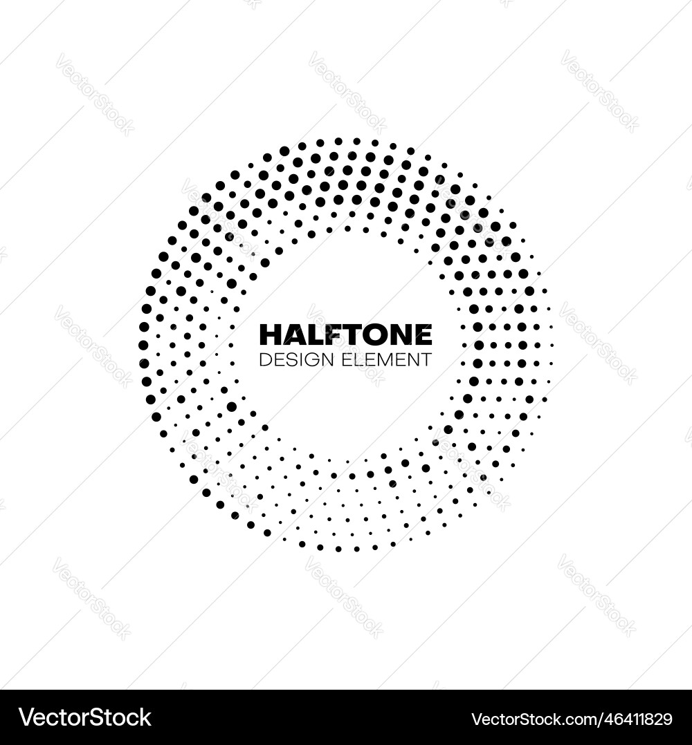 Halftone circle frame border with pattern of dots Halftone circle frame border with pattern of dots vector image