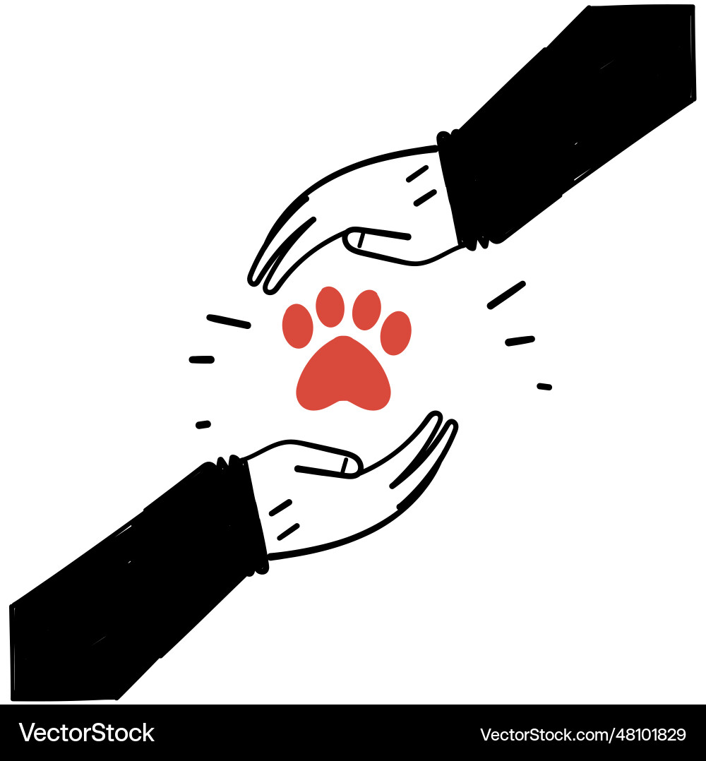 Handgezeichnete Doodle halten Tierpfote Handgezeichnete Doodle halten Tierpfote vektorbild