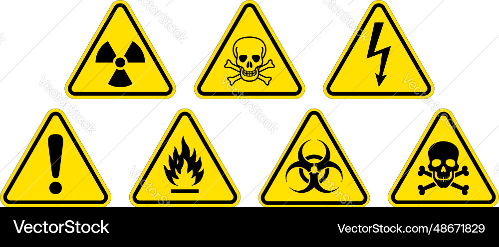 Industrial Warning Signs - Hazard Set Vector Image