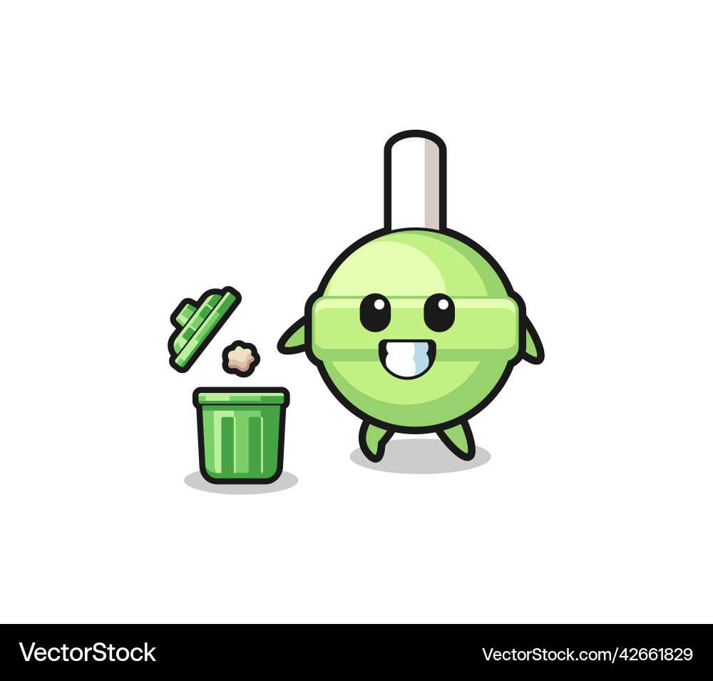 Lollipop throwing garbage in the trash can Vector Image