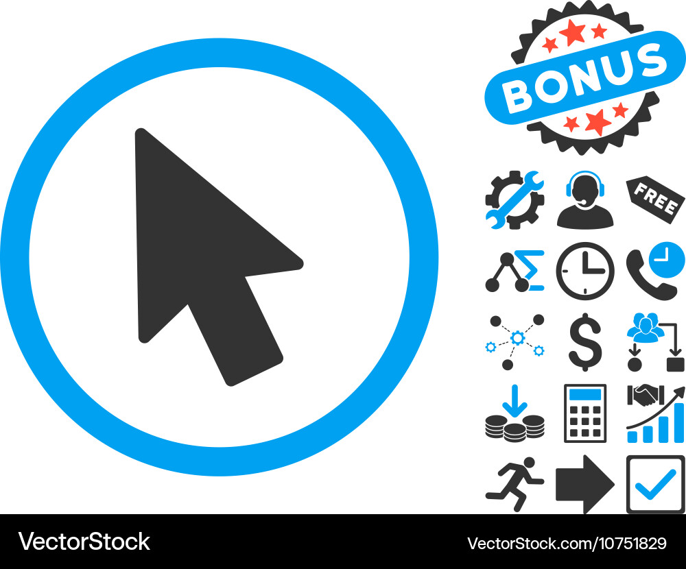 Mouse pointer flat icon with bonus Vector Image