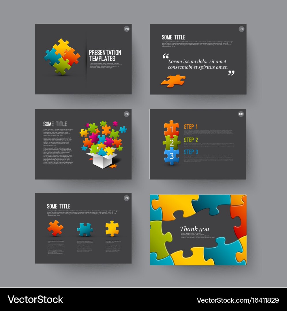 Presentation slides with infographic elements vector image
