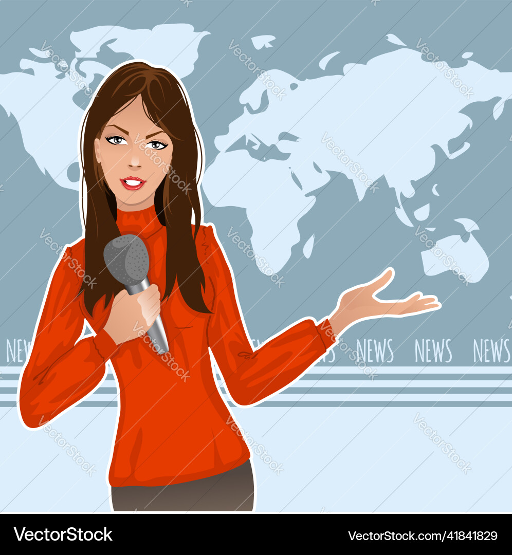 Pretty young woman reports news Pretty young woman reports news vector image