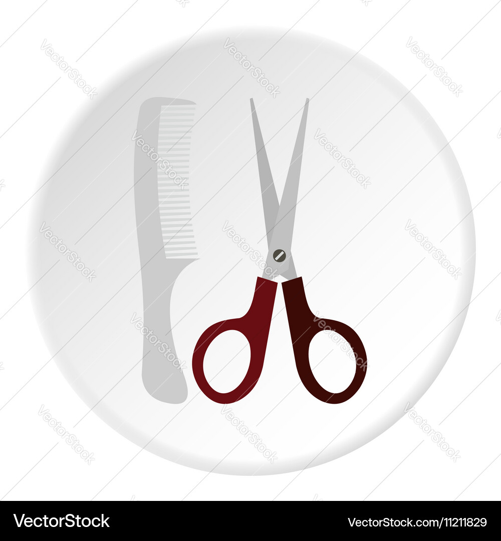 Scissors and comb icon flat style vector image