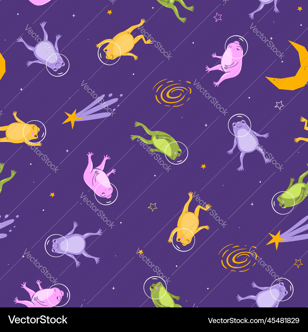 Seamless pattern with frogs in space image Seamless pattern with frogs in space image vector image