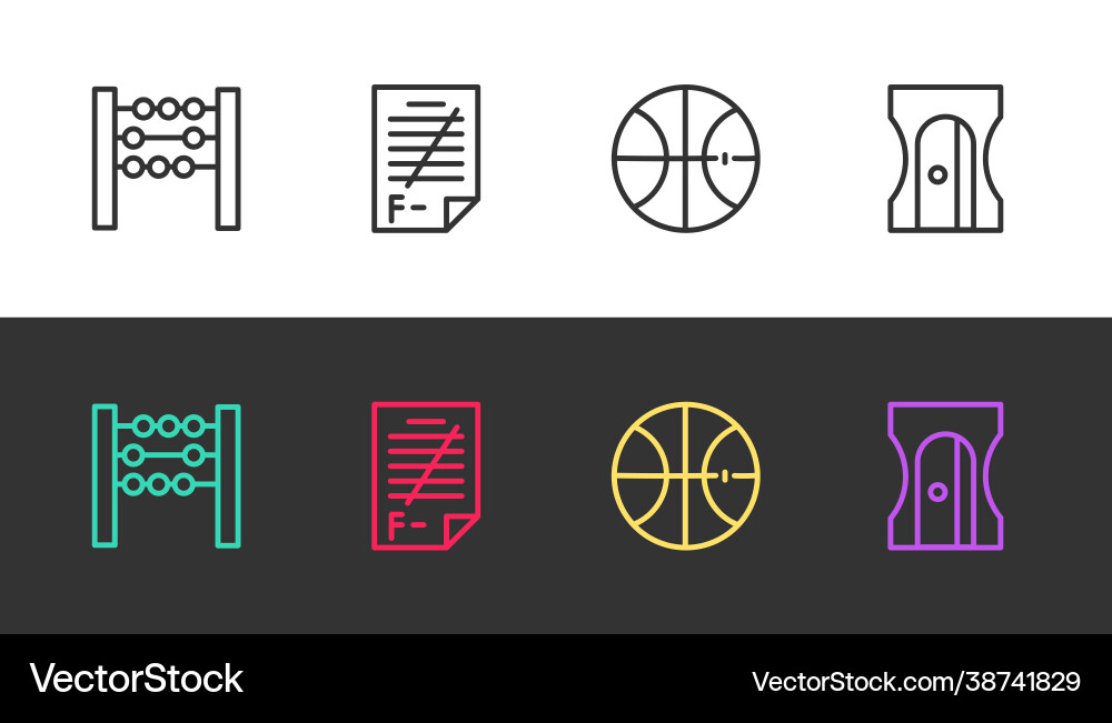 Set line abacus exam paper with incorrect answers Set line abacus exam paper with incorrect answers vector image