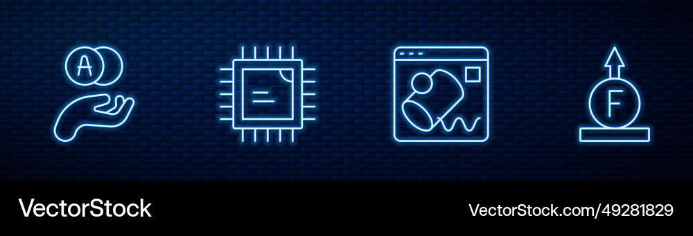 Set line data visualisation atom processor cpu Set line data visualisation atom processor cpu vector image