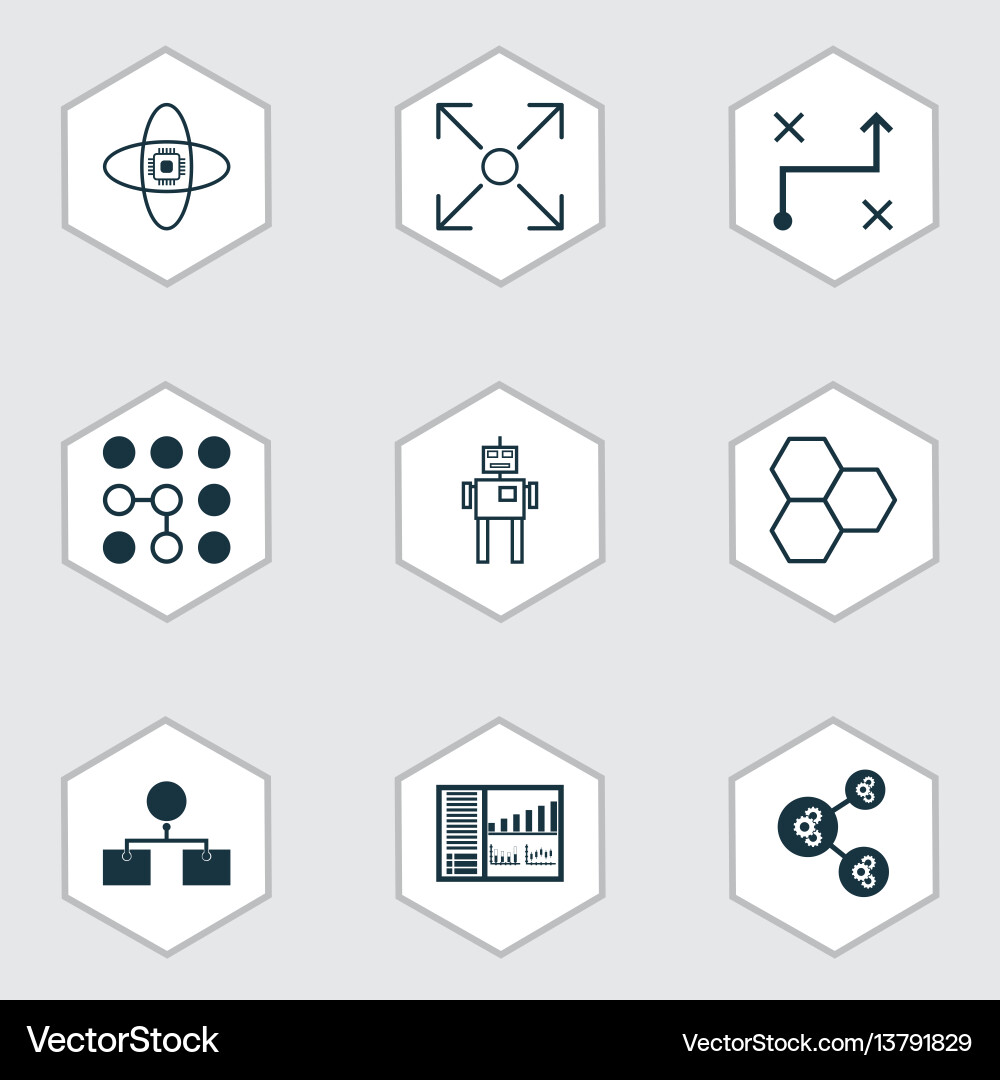 Set of 9 artificial intelligence icons includes Set of 9 artificial intelligence icons includes vector image