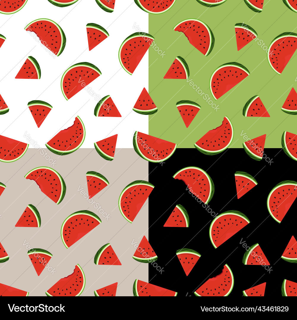 Set of seamless patterns with watermelon slice Set of seamless patterns with watermelon slice vector image