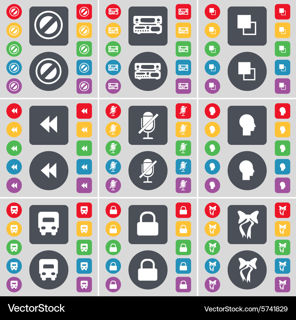 Stop record-player copy rewind microphone Vector Image