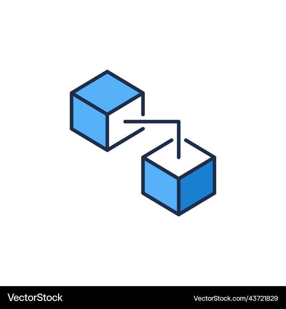 Two connected blocks modern icon blockchain Two connected blocks modern icon blockchain vector image