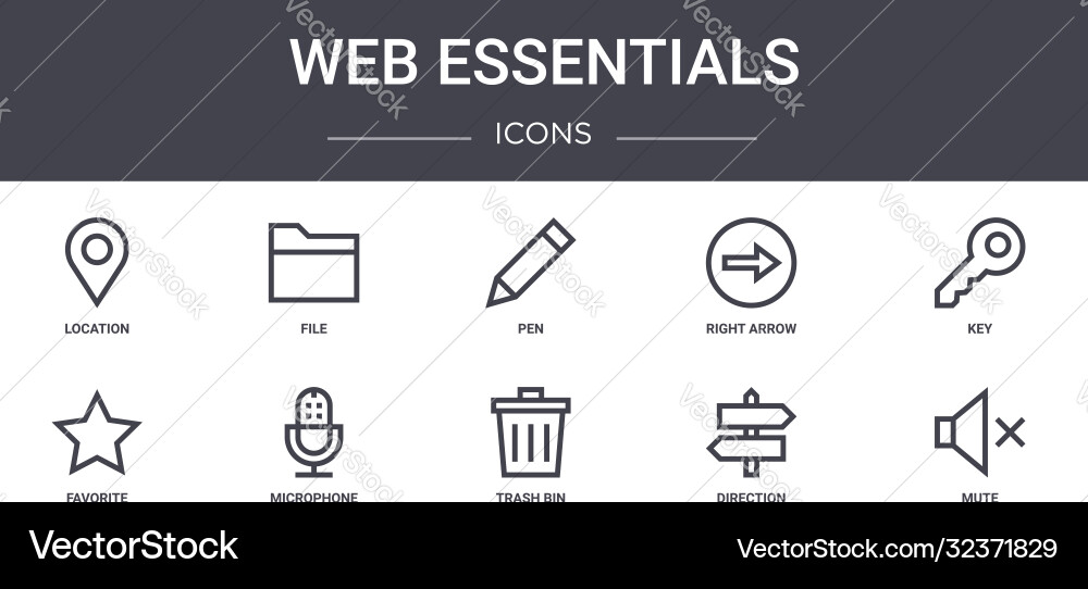 Web essentials concept line icons set contains Web essentials concept line icons set contains vector image