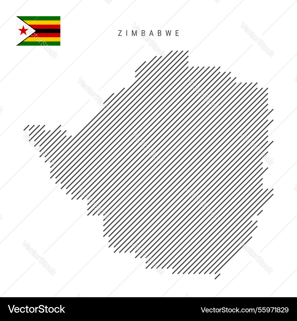 Zimbabwe map from pattern of black slanted Vector Image