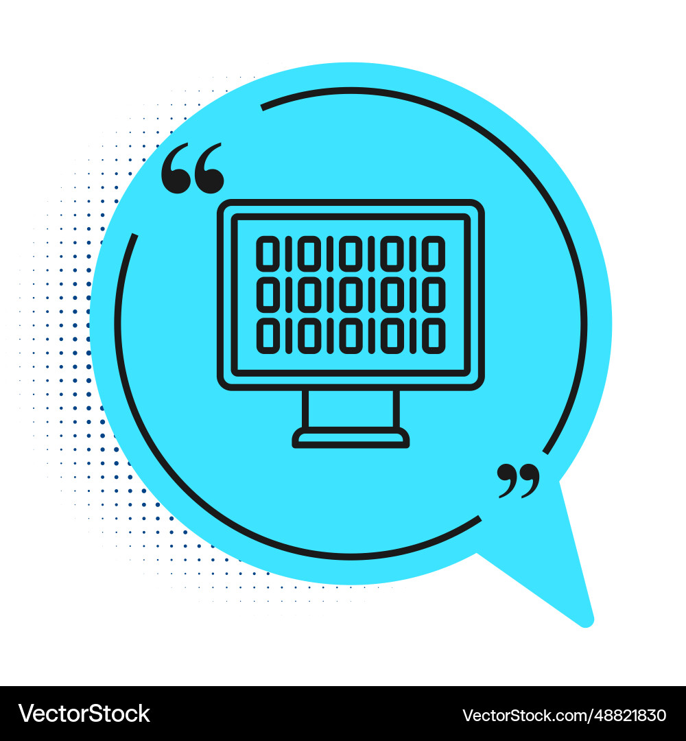 Black line binary code icon isolated on white Black line binary code icon isolated on white vector image