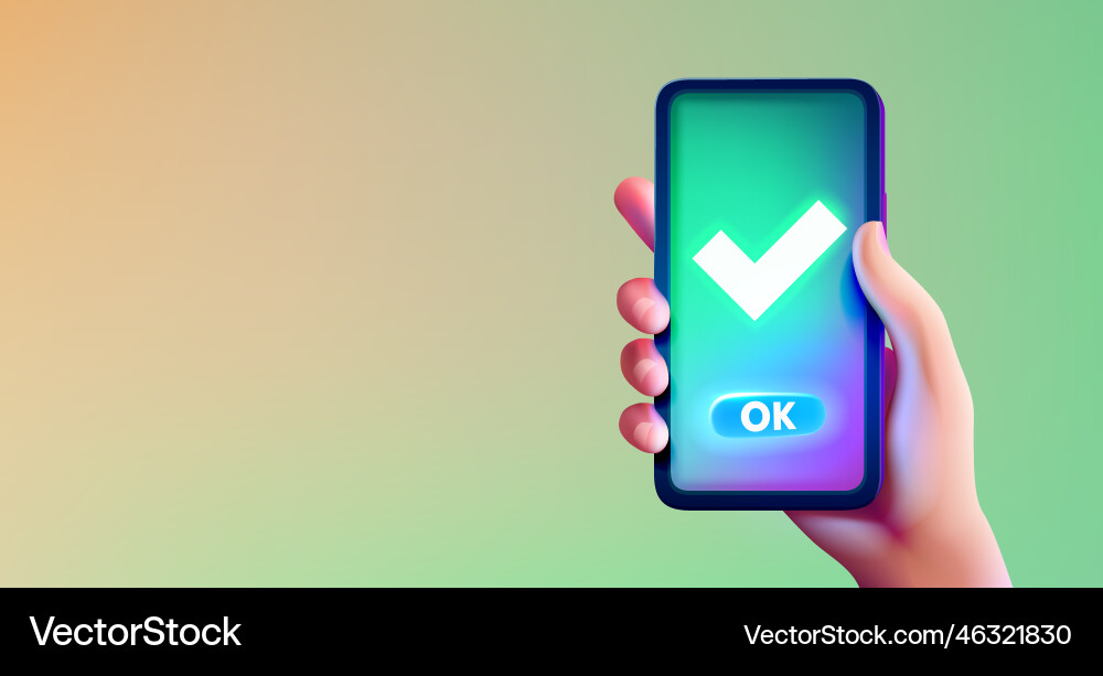 Button to confirm the action in phone Button to confirm the action in phone vector image