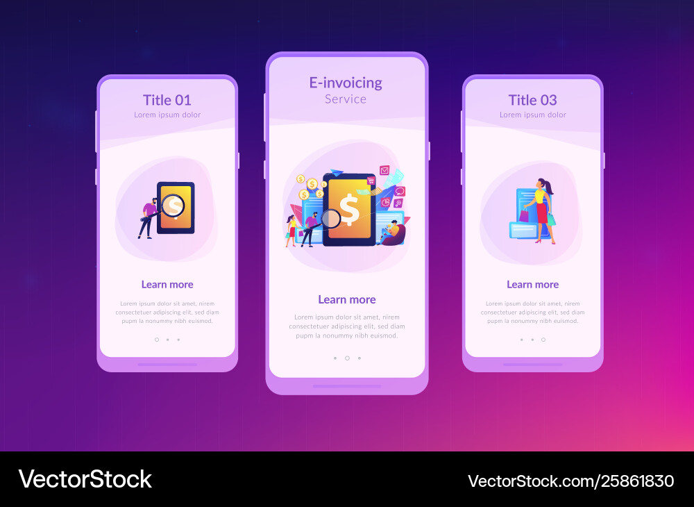 E-invoicing app interface template E-invoicing app interface template vector image